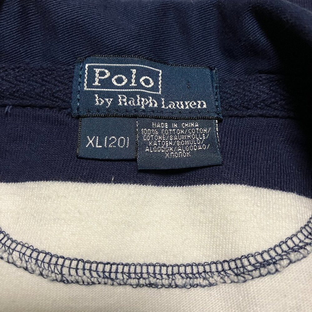 Vintage Polo Ralph Lauren Striped Rugby Boys’ Shirt, Size XL/20, Navy Blue - Picture 8 of 12
